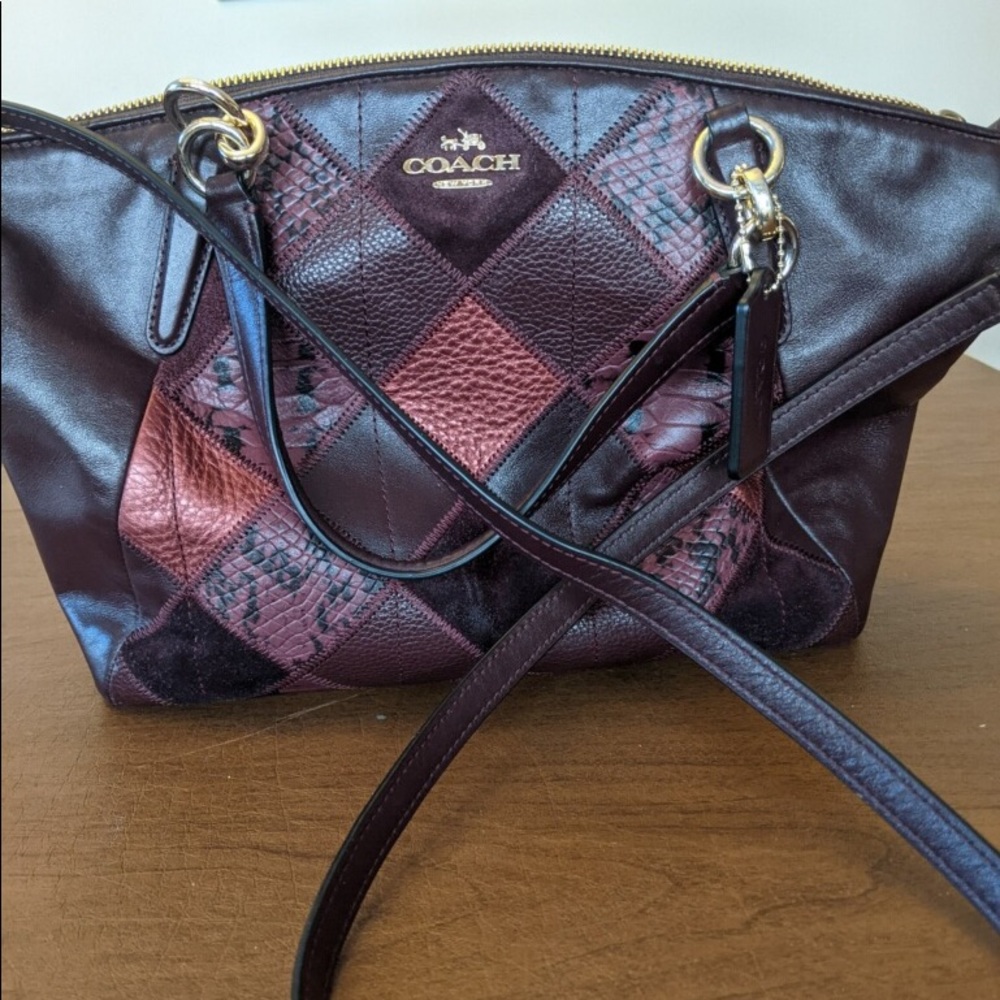 Coach Maroon/Purple Tri-Square Purse